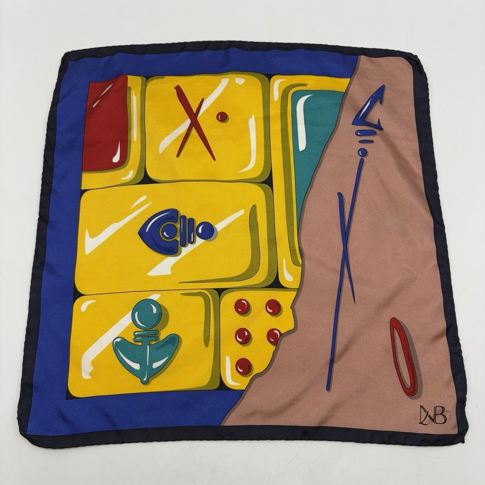 Vintage Square Silk Scarf Handkerchief Abstract Colorful Vibrant Italy Read